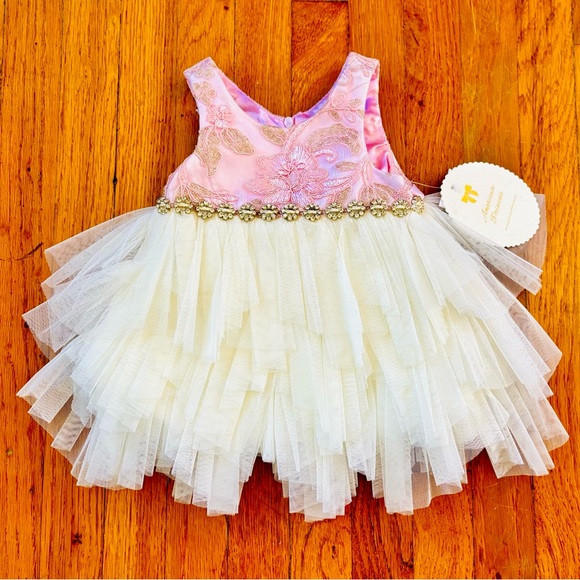 AMERICAN PRINCESS DRESS 6 MONTHS PINK & WHITE - Picture 2 of 16